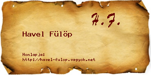 Havel Fülöp névjegykártya
